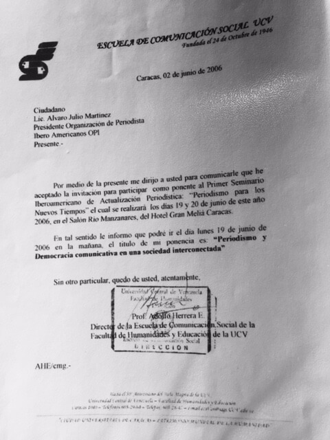 Carta Facultad Comunicacion UCV