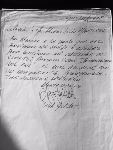 Carta de Olga Guillot