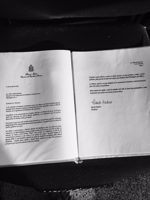 Carta del presidente de Honduras