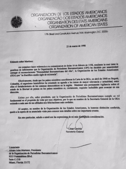 Carta OEA a la OPI